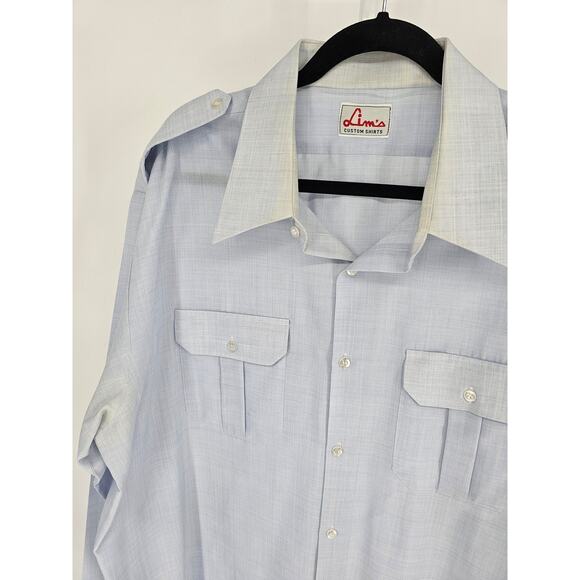 Lim's Men's Blue Classic Military Long Sleeve Button-Up Dress Shirt Size 2XL - Picture 2 of 3